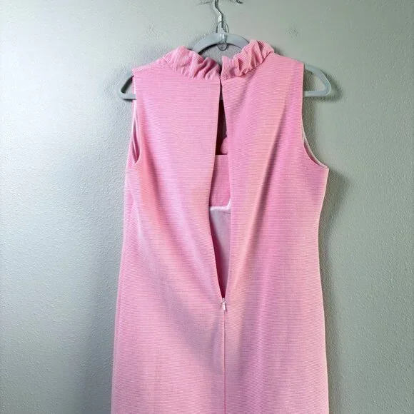 Lilly Pulitzer Tisbury Sleeveless Shift Dress Size L Pink Stripe V Neck Preppy - Picture 4 of 10